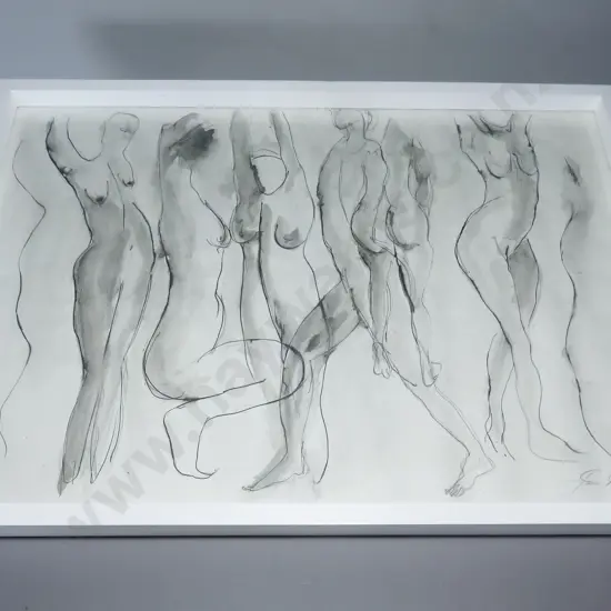 Framed Watercolour and Ink art work by New Zealand artist Jan Dunlop