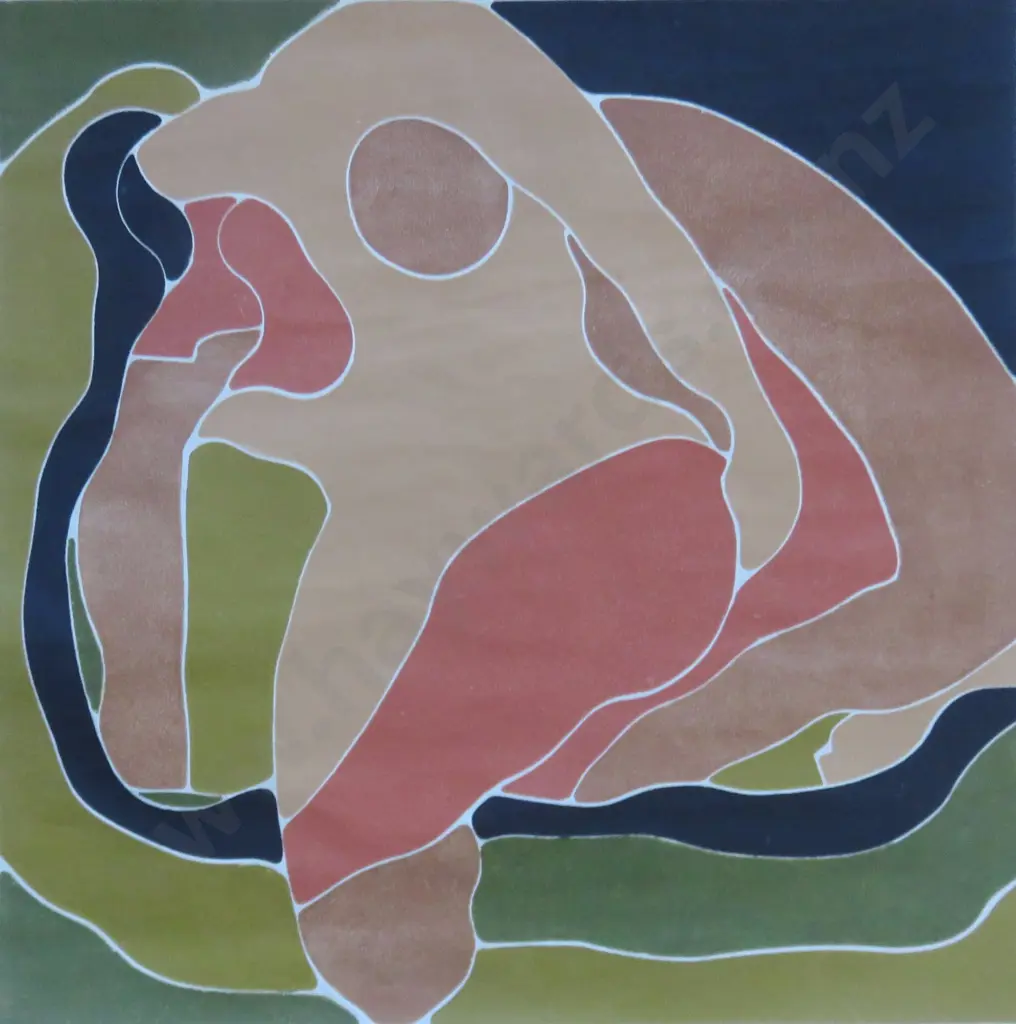 Unusual abstract figural art work on light tissue like paper Image 1++