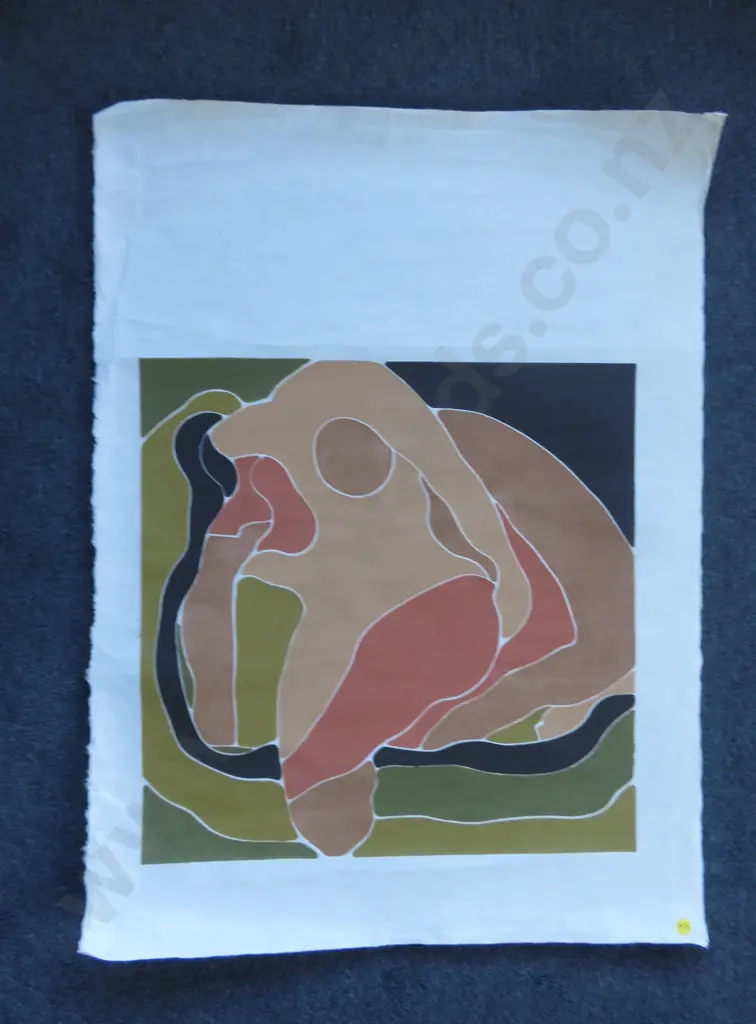 Unusual abstract figural art work on light tissue like paper Image 1++