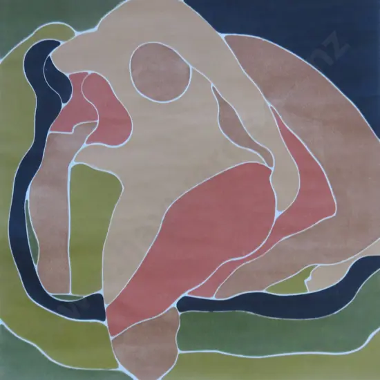 Unusual abstract figural art work on light tissue like paper