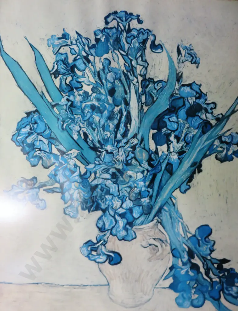 Framed print featuring the Van Gogh work “Vase with Irises” Image 1++