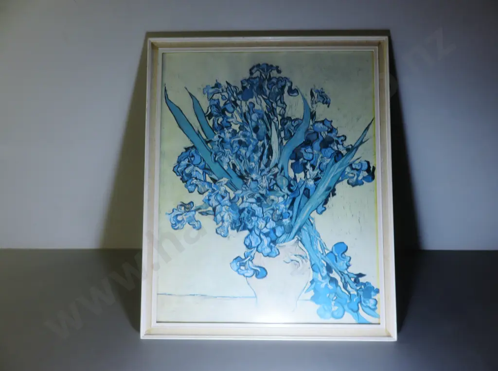 Framed print featuring the Van Gogh work “Vase with Irises” Image 1++