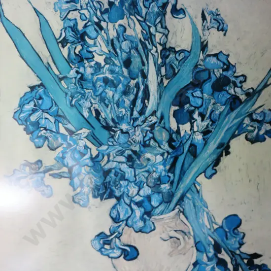 Framed print featuring the Van Gogh work “Vase with Irises”