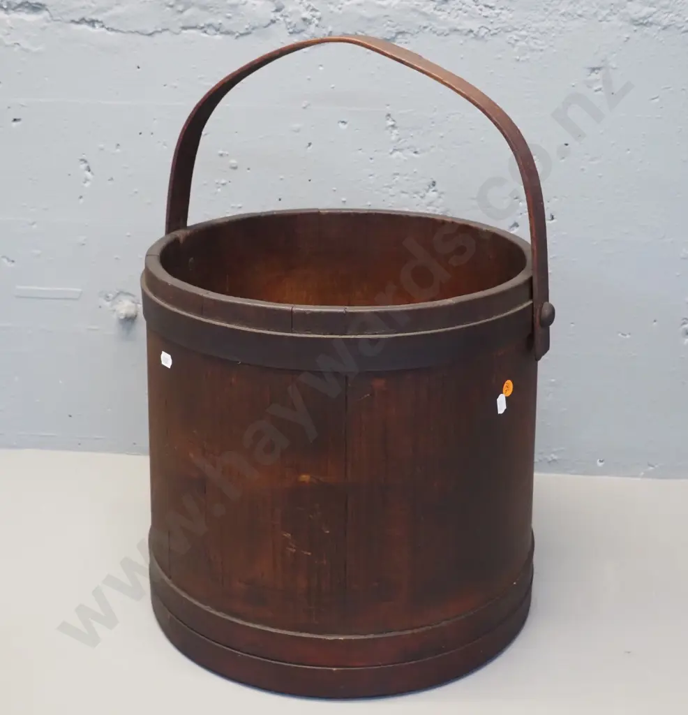 vintage timber bucket with timber handle H-355 Diameter 360 Image 1++