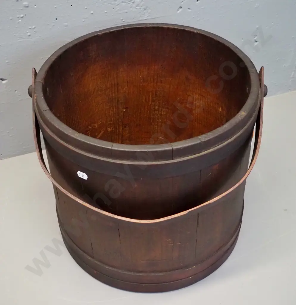 vintage timber bucket with timber handle H-355 Diameter 360 Image 1++