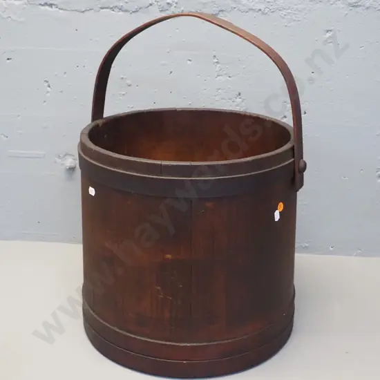 vintage timber bucket with timber handle H-355 Diameter 360