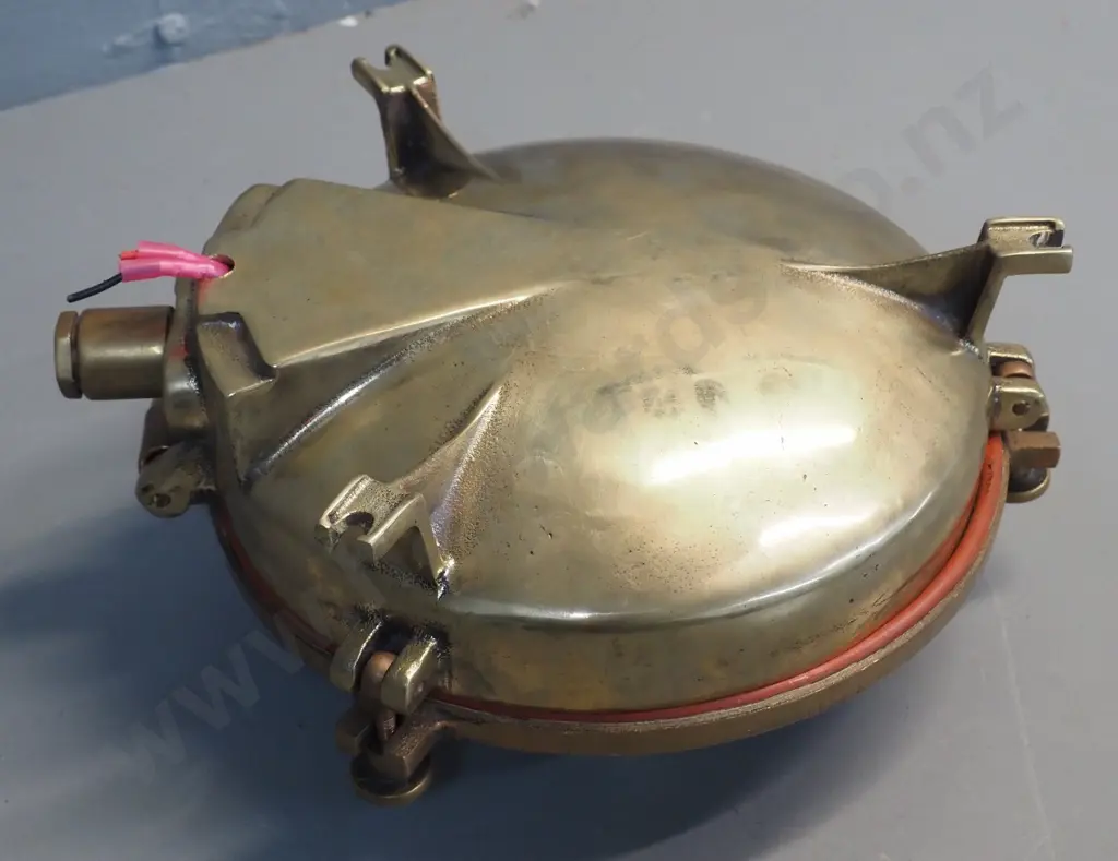 brass Wisker ship's bulkhead / wall light fitting - diameter 300 H-140 Image 1++