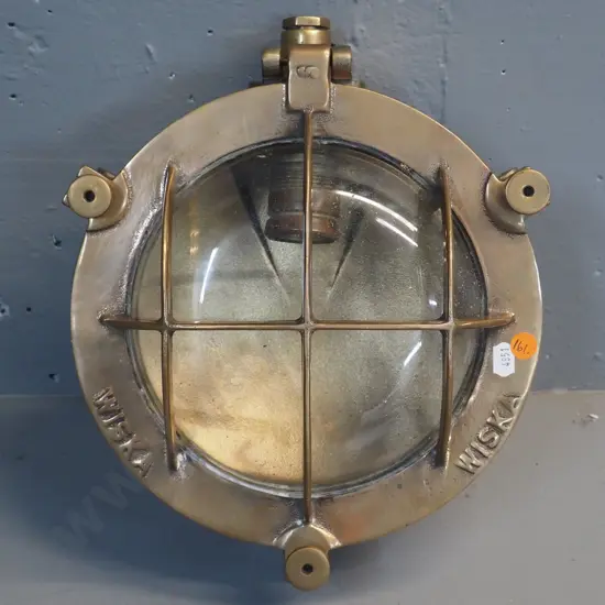 brass Wisker ship's bulkhead / wall light fitting - diameter 300 H-140