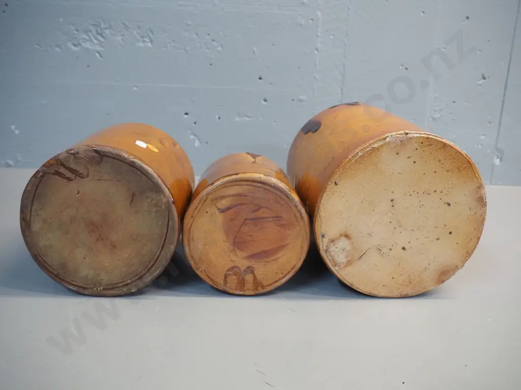 3 stoneware crocks with cork stoppers, no maker's marks - narrow mouth taller one H-310 D-180 Image 1++