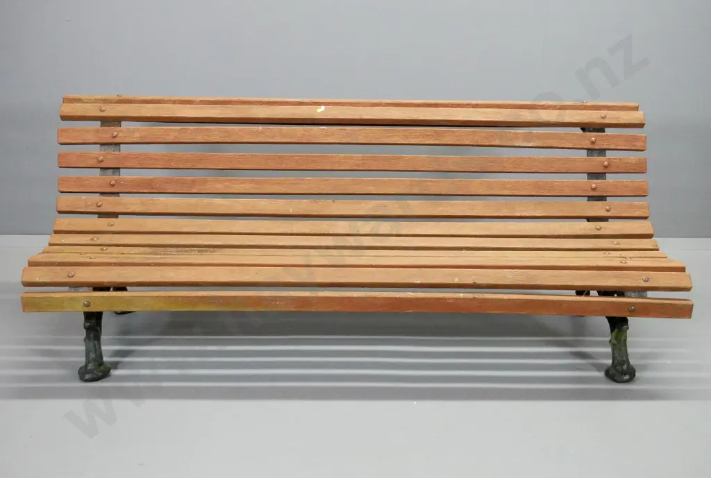 large garden timber slat bench seat cast iron frame with tree branch motif H-720 L-1900 D-760 Image 1++