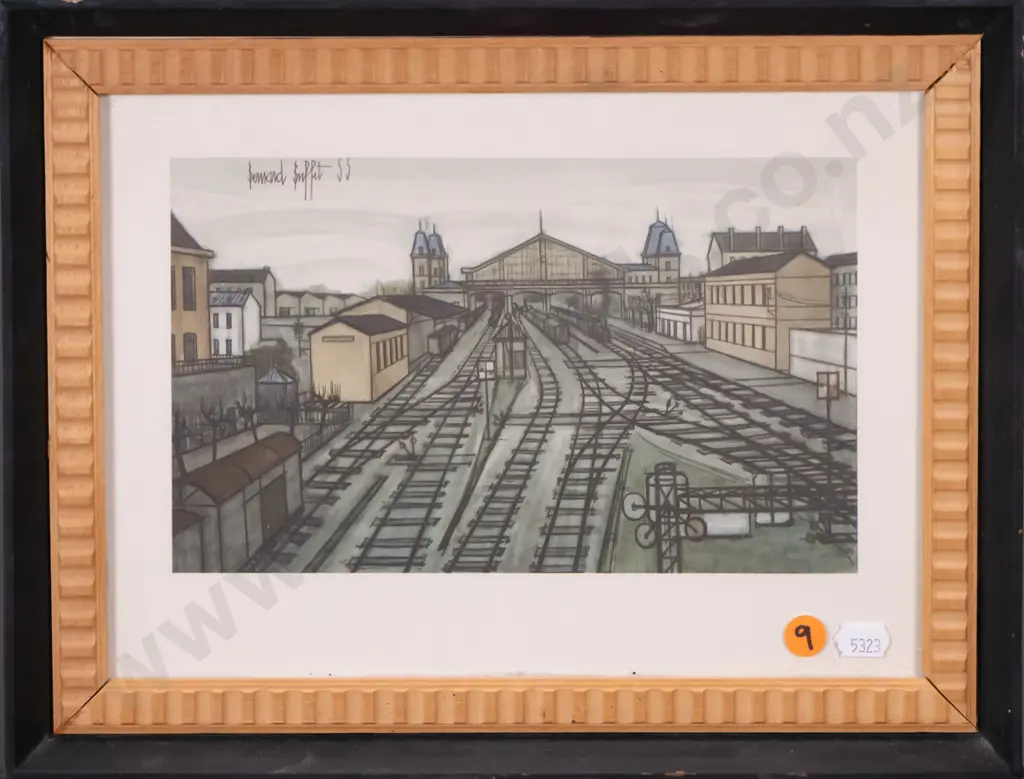 framed Bernard Bennett print  - railway tracks H W-200 Image 1++