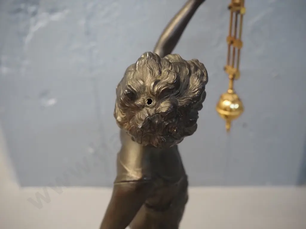 vintage mystery clock - cast metal boy with bat figure, missing bat - movement recently overhauled H480 Image 1++