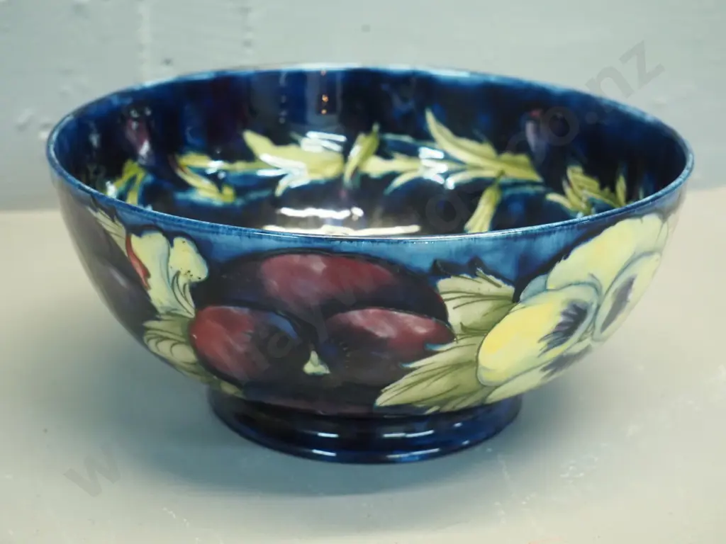 large signed Moorcroft pansies pattern bowl H-110 D-240 Image 1++