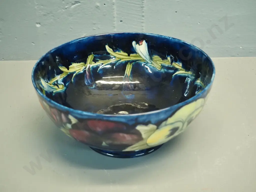 large signed Moorcroft pansies pattern bowl H-110 D-240 Image 1++