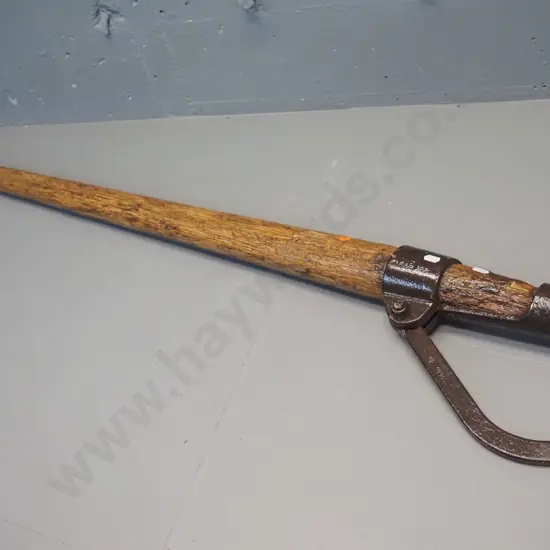 large wood-handled "cant hook" logging / milling grapple. Cast iron marked "Dixie Ind" and "2 1/2 50" L-1270