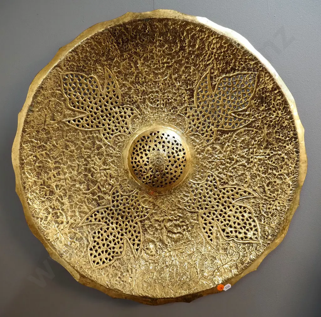pressed and pierced metal brass finish wall charger D-590 Image 1++