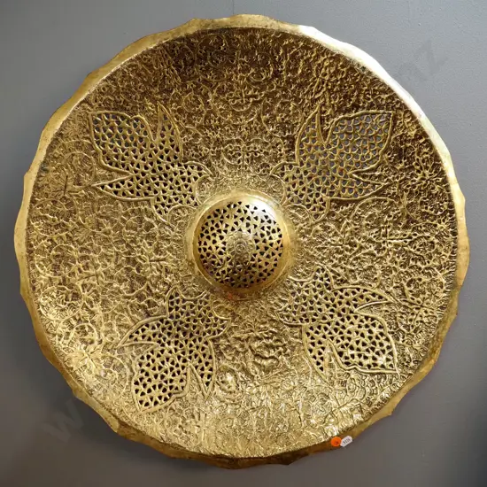 pressed and pierced metal brass finish wall charger D-590