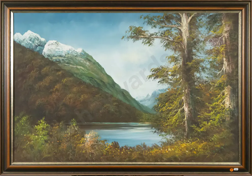 framed oil "Lake Howden On The Routeburn" H-600 W-910 Image 1++