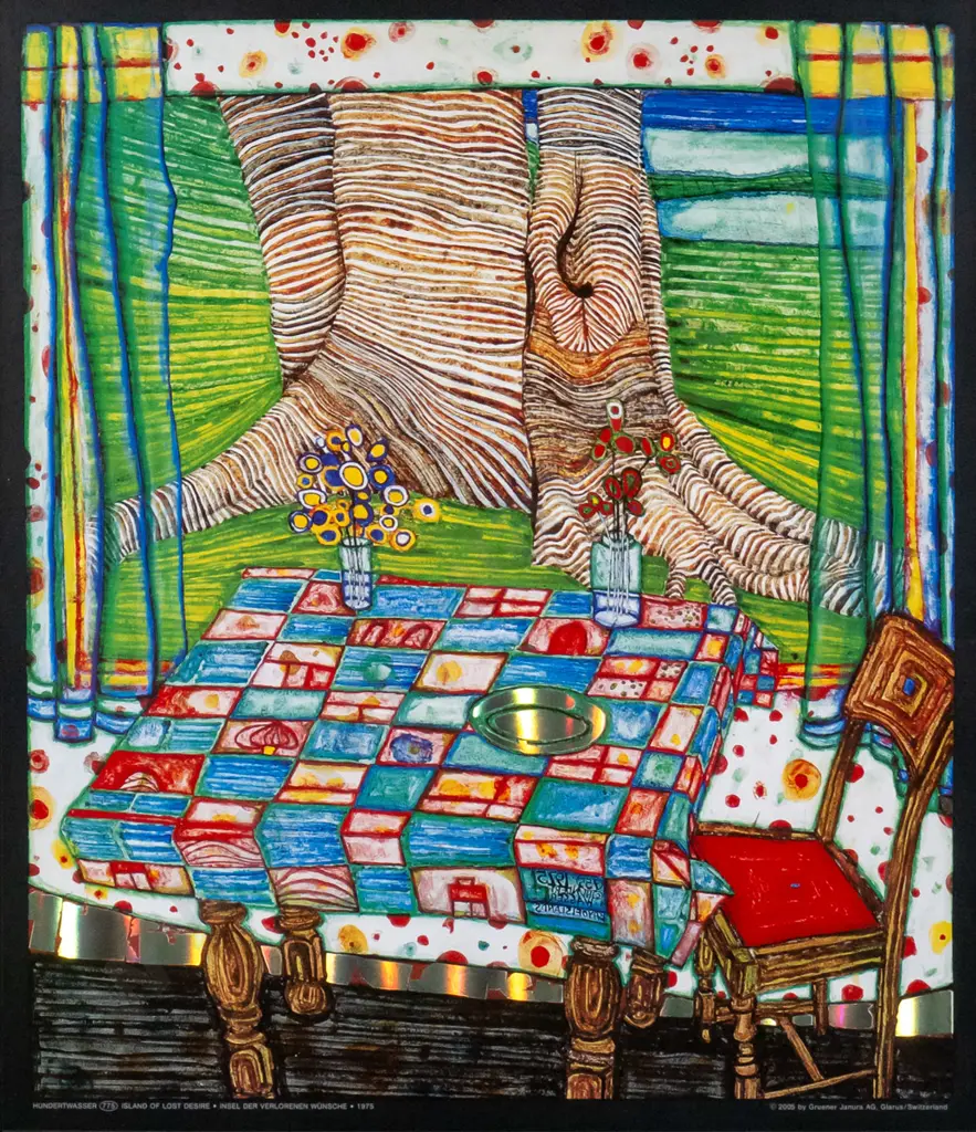 framed Hundertwasser poster print "Island of lost desire" H-430 W-360 Image 1++