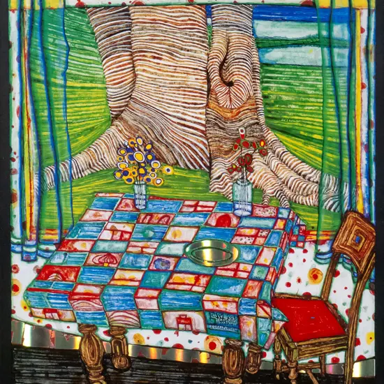 framed Hundertwasser poster print "Island of lost desire" H-430 W-360