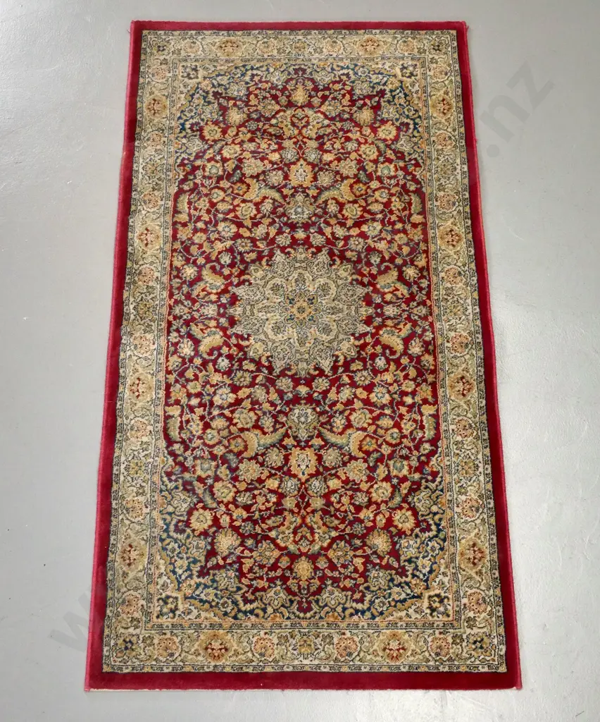 Persian style synthetic floor rug - made in Belgium - reds, blues, cream L-1510 W-800 Image 1++