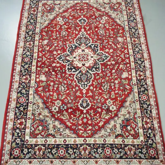 Persian style wool floor rug - reds, blues and ivory L-1900 W-1260