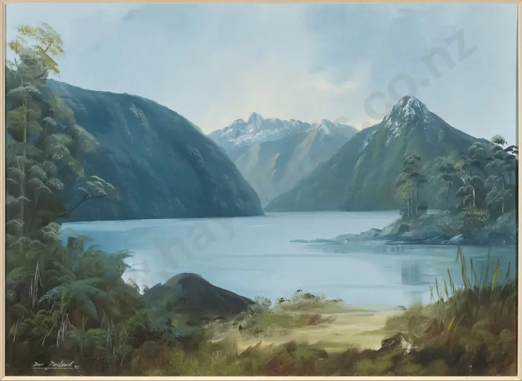 Don Parlane '82 -  framed oil "Dusky Sound Fiordland" H-540 W-750 Image 1++