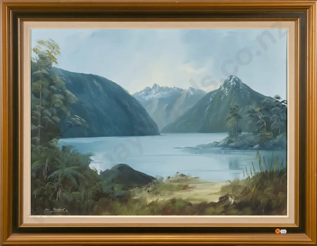 Don Parlane '82 -  framed oil "Dusky Sound Fiordland" H-540 W-750 Image 1++