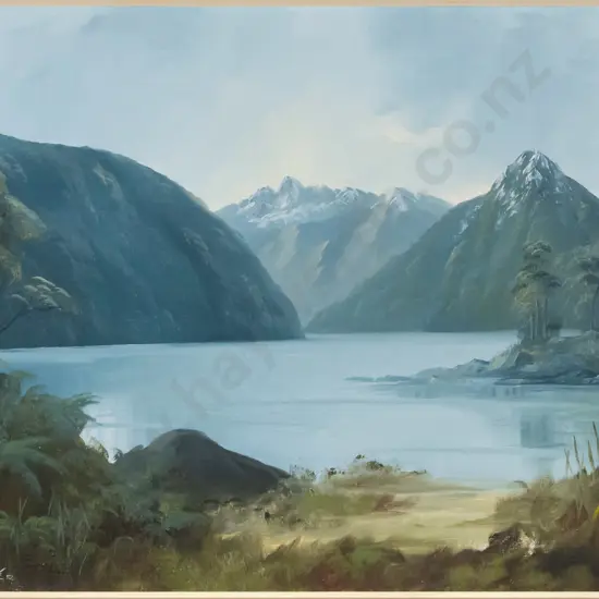 Don Parlane '82 -  framed oil "Dusky Sound Fiordland" H-540 W-750