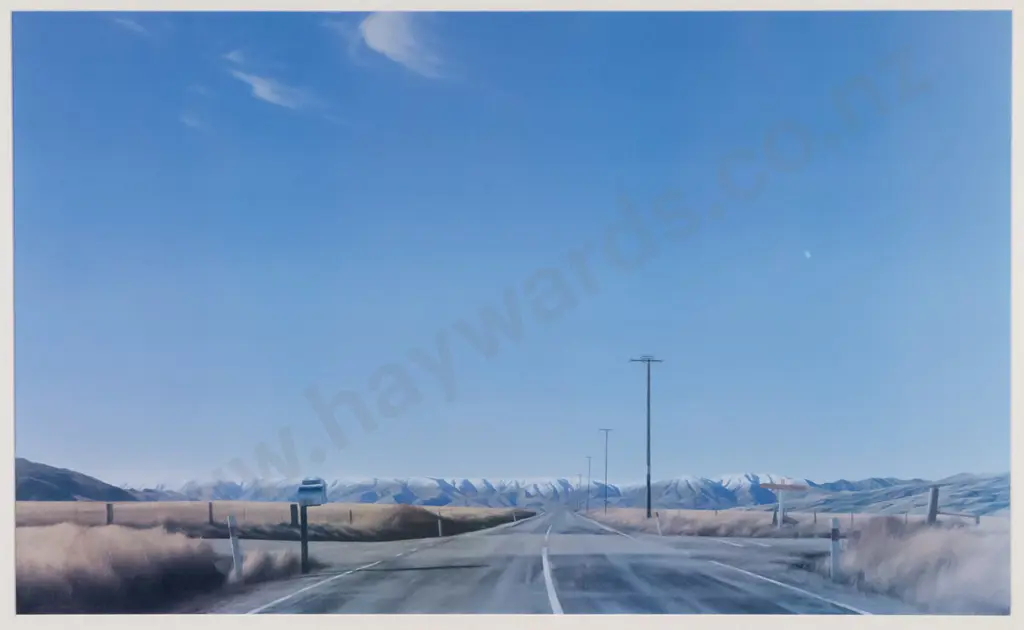 framed Grahame Sydney poster print "Boundary Road Ida Valley" H-510 W-850 Image 1++