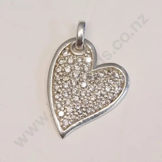 silver heart pendant with CZs no chain