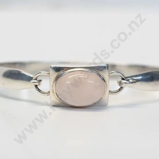 silver braclet with pink stone stamped 925
