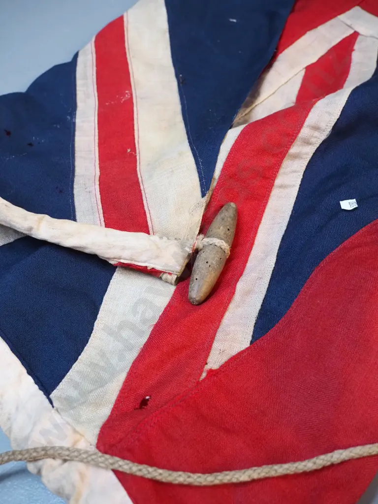 vintage English red ensign flag with wooden toggle - general wear & tear H1250 W1900 Image 1++