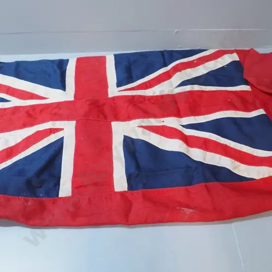 vintage English red ensign flag with wooden toggle - general wear & tear H1250 W1900
