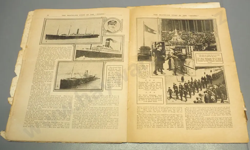 vintage publication - The Deathless Story of the Titanic - First edition, poor condition, foxing and damage, pub Lloyds Image 1++