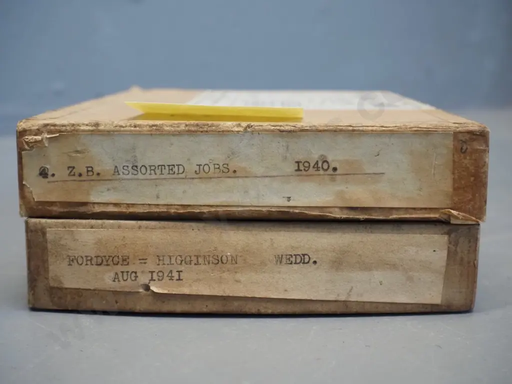 2 boxes glass plate negatives attrib EA Phillips: 1940 radio 4ZB promos and groups, wedding groups and portraits, prints Image 1++