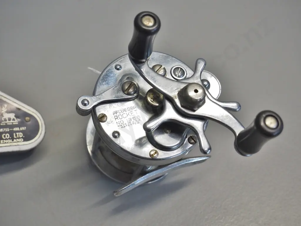 3 metal fishing reels - Allcock Felton Cross-wind, Sentrie Portage, Pflueger Rocket, made in USA Image 1++