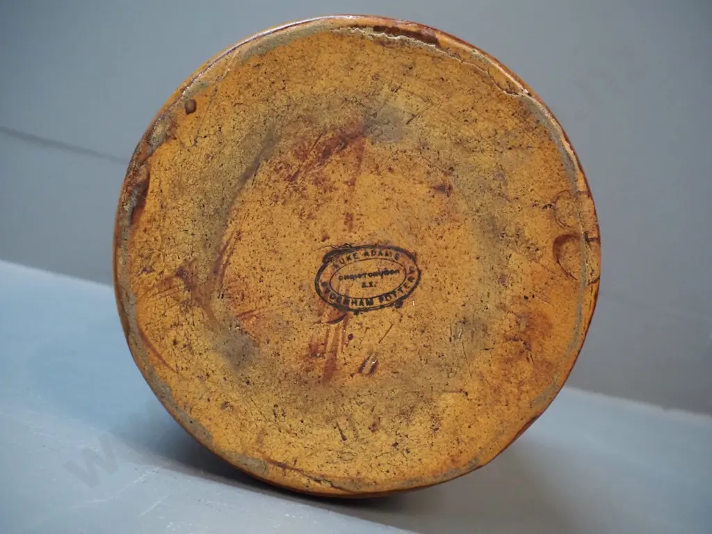 Luke Adams Sydenham pottery narrow-mouth handled stoneware crock - repairs where handle removed H-320 D-180 Image 1++
