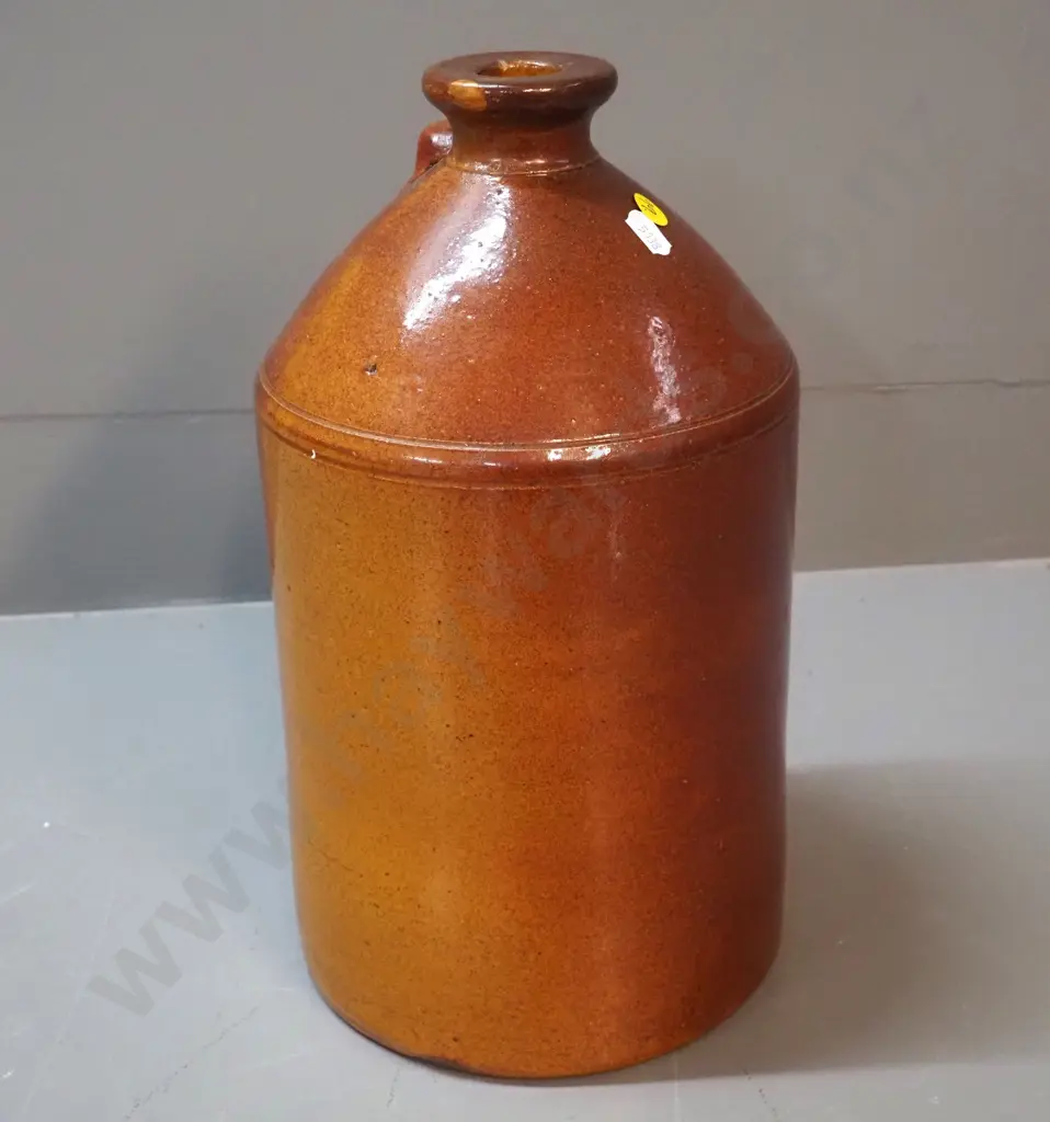 Luke Adams Sydenham pottery narrow-mouth handled stoneware crock - repairs where handle removed H-320 D-180 Image 1++