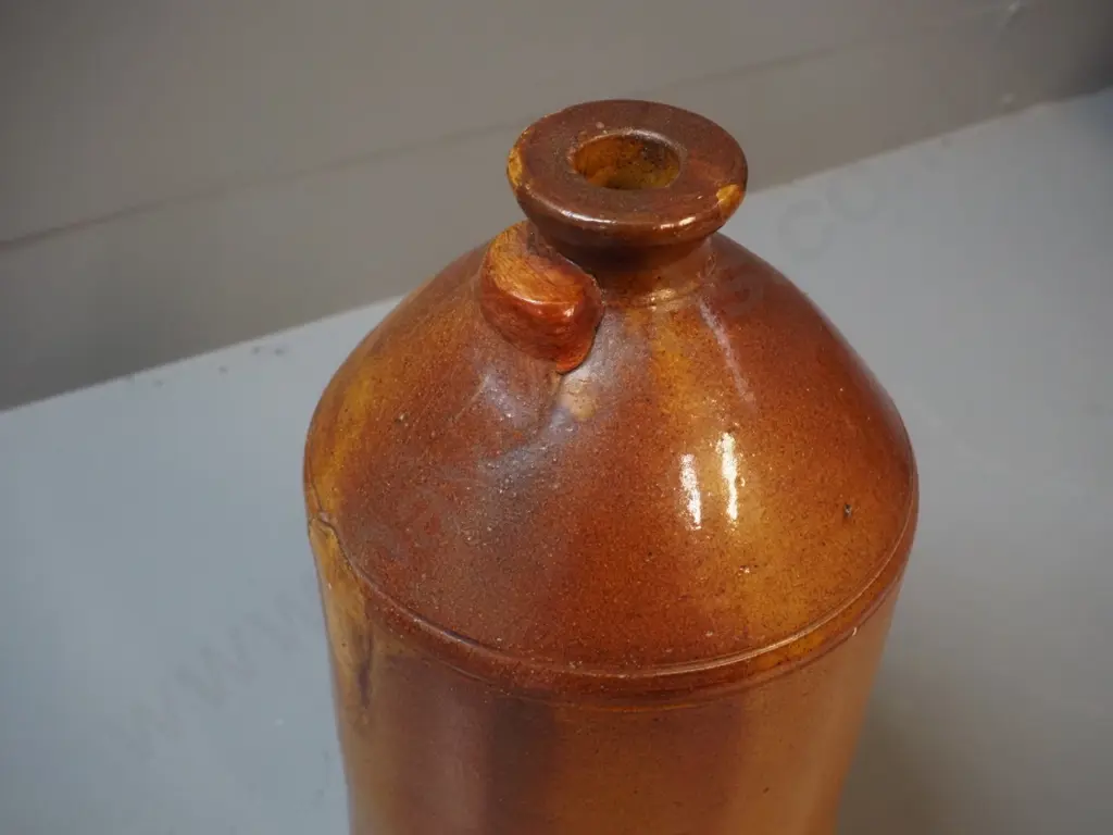 Luke Adams Sydenham pottery narrow-mouth handled stoneware crock - repairs where handle removed H-320 D-180 Image 1++