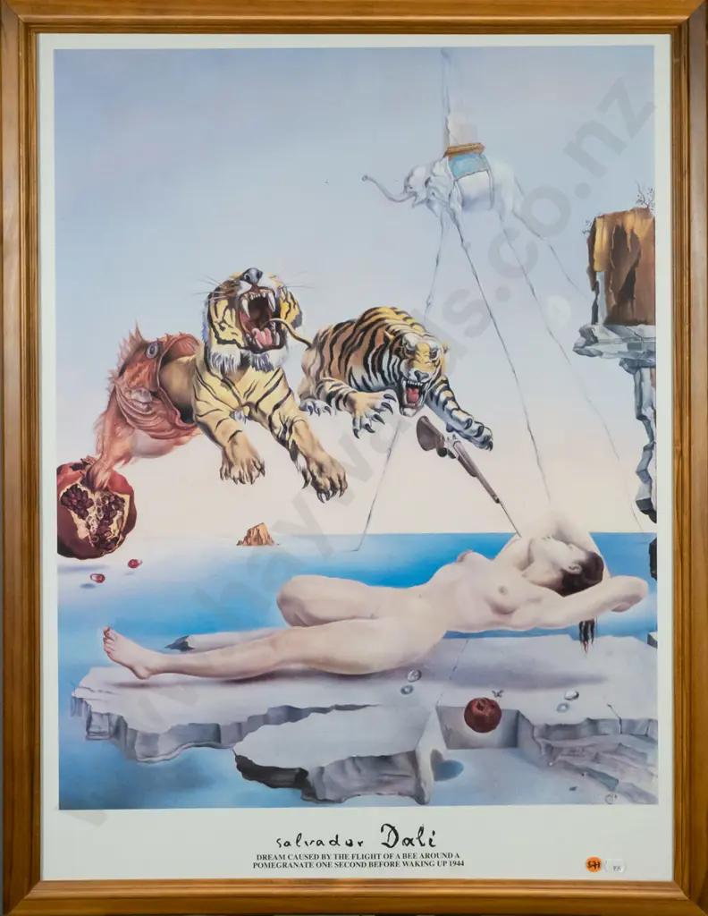 framed Salvador Dali poster print - dream scene H-740 W-530 (some foxing) Image 1++