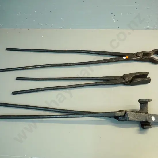 3 vintage blacksmith's tools - longest is L-950