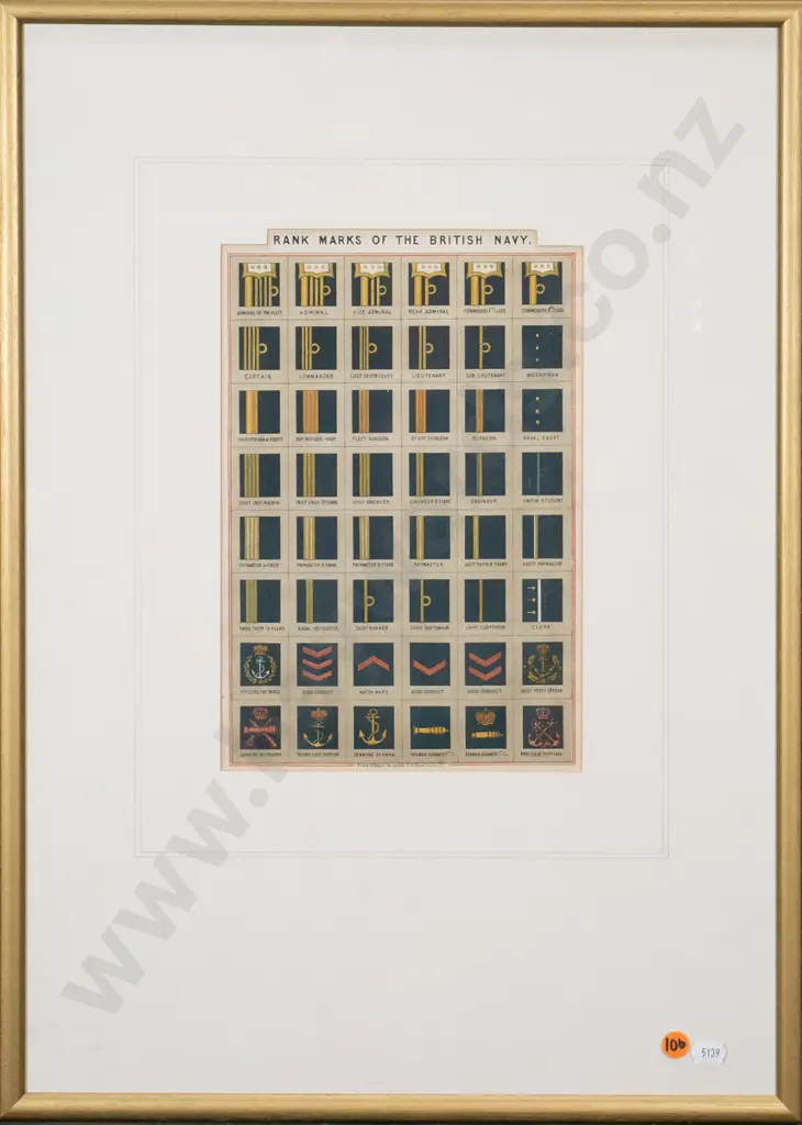 framed Rank Marks Of The British Navy H-270 W-170 Image 1++
