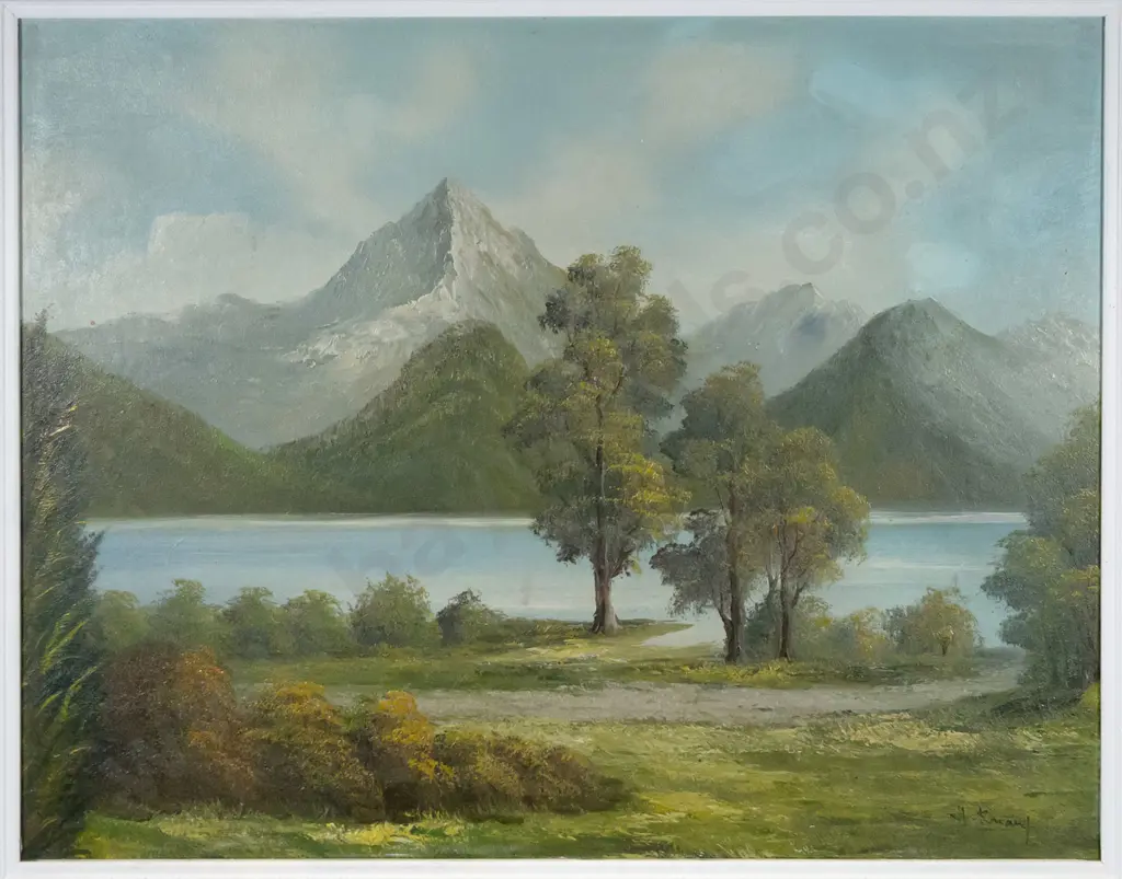 illegible signature - framed oil "Routeburn Track" H-570 W-740 Image 1++
