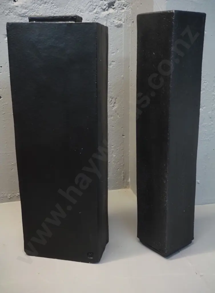 2 Danny Moorwood studio pottery slab vases - black with gold patterns - slightly taller one is H-520 Image 1++
