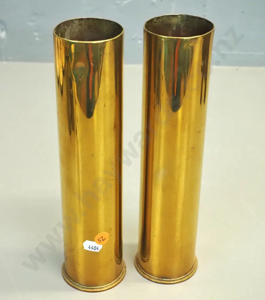pair of brass shell cases / vases - some dents, each H-250 Image 1++