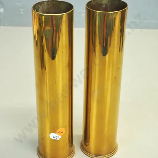 pair of brass shell cases / vases - some dents, each H-250