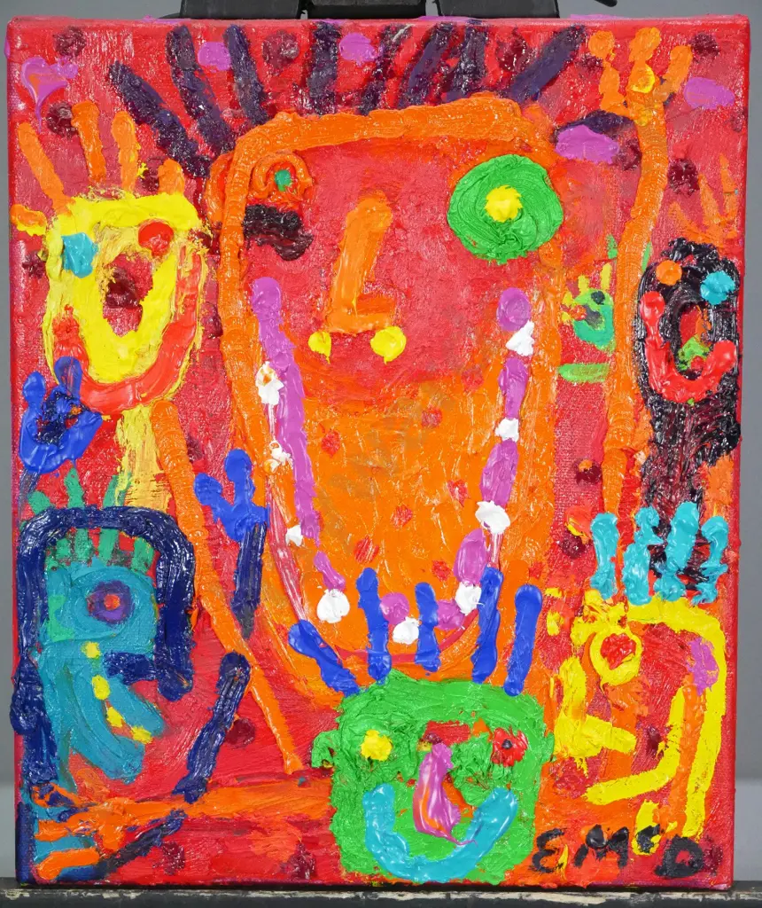 Ewan McDougall '16 - boxed oil on canvas "I see Red" H-300 W-250 Image 1++
