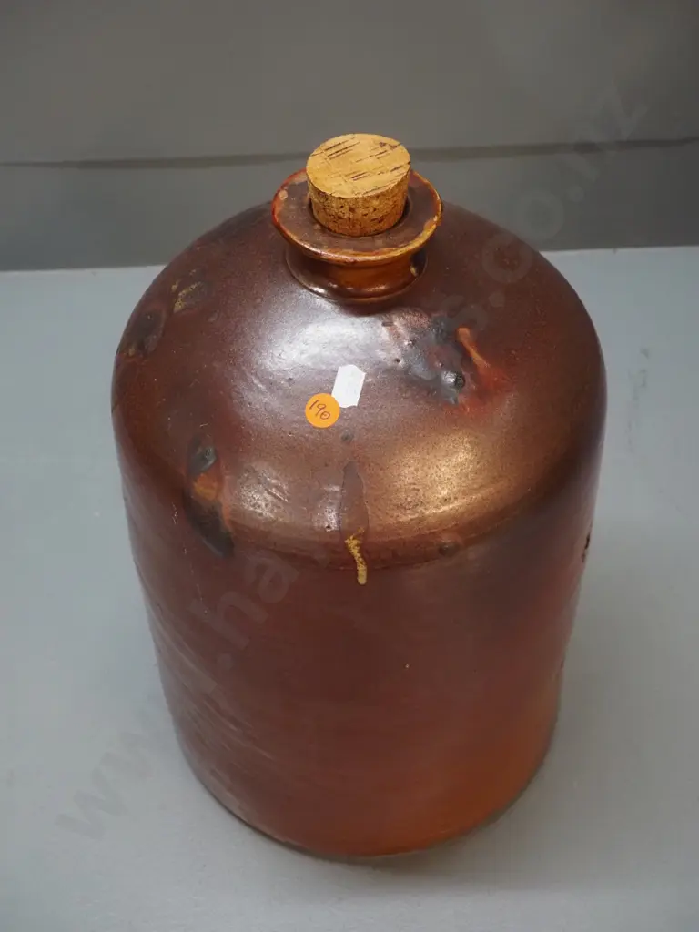 narrow-mouth salt-glazed stoneware crock with cork stopper H-400 D-230 Image 1++