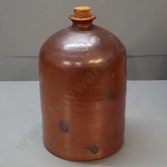 narrow-mouth salt-glazed stoneware crock with cork stopper H-400 D-230